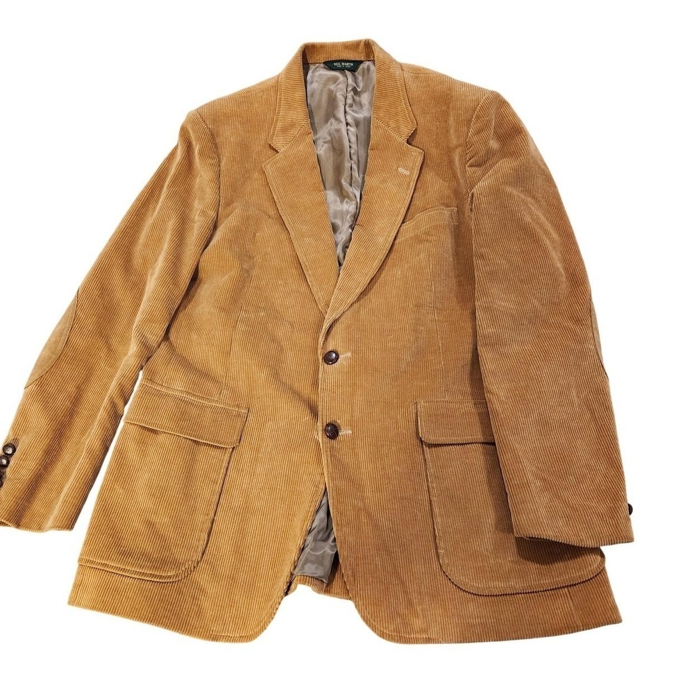 Vintage Neil Martin Blazer Mens 44L Brown Corduroy Elbow Patches Japan 90s